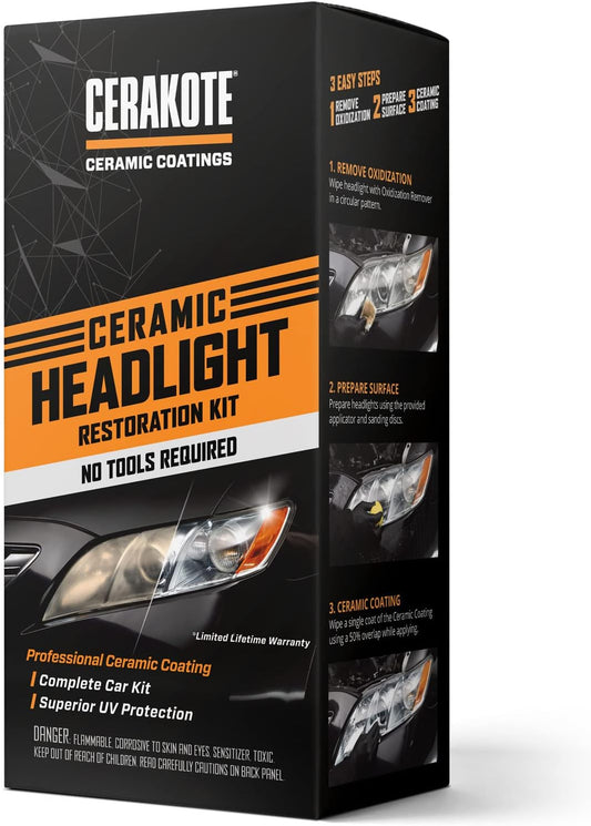 Ceramic Car Headlight Restoration Kit - 3 Easy Steps - No Power Tools Required